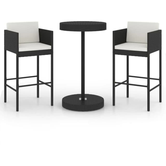 VIDAXL Vidaxl - 3 Piece Garden Bar Set with Cushions Poly Rattan Black 8720286833315