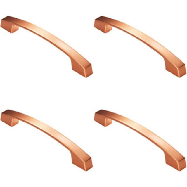 Loops 4x Curved Flat Faced Cupboard Pull Handle 160mm Fixing Centres Satin Copper Copper unisex