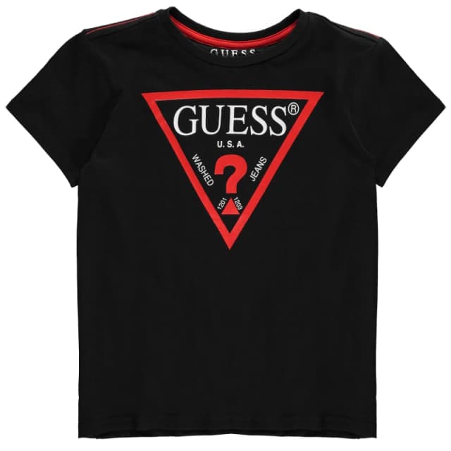 Guess Logo T Shirt - Black 7 - 8 Years
