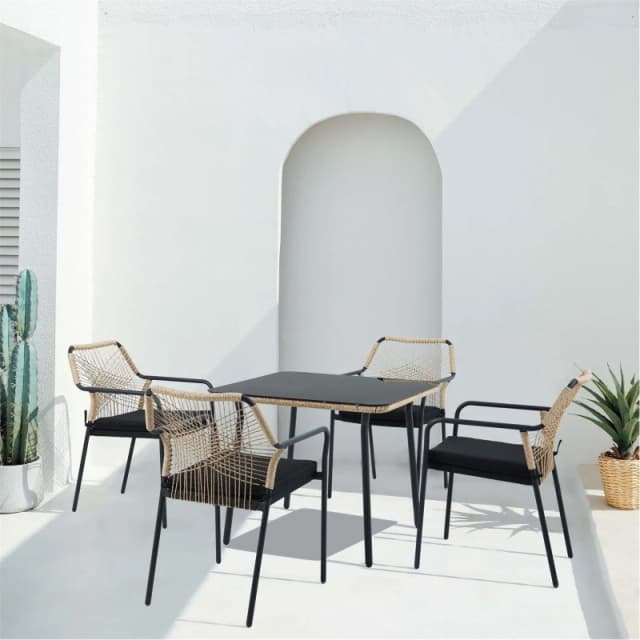 Studio Lisbon 5 Piece Dining Set Black / Natural unisex Set