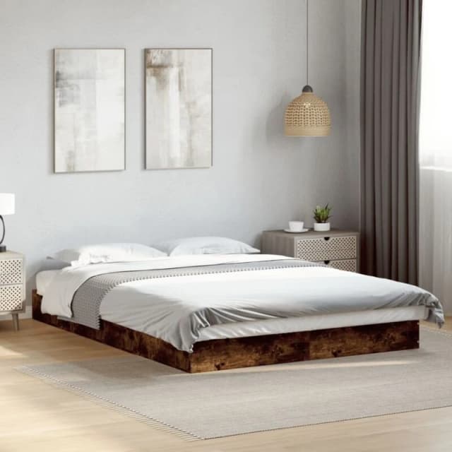VIDAXL Bed Frame without Mattress Smoked Oak 140x200cm Engineered Wood Vidaxl 8721102598869