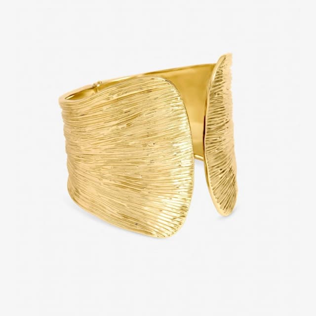 Inicio Womens Gold Plated Textured Cuff - Gift Pouch Gold Female One Size