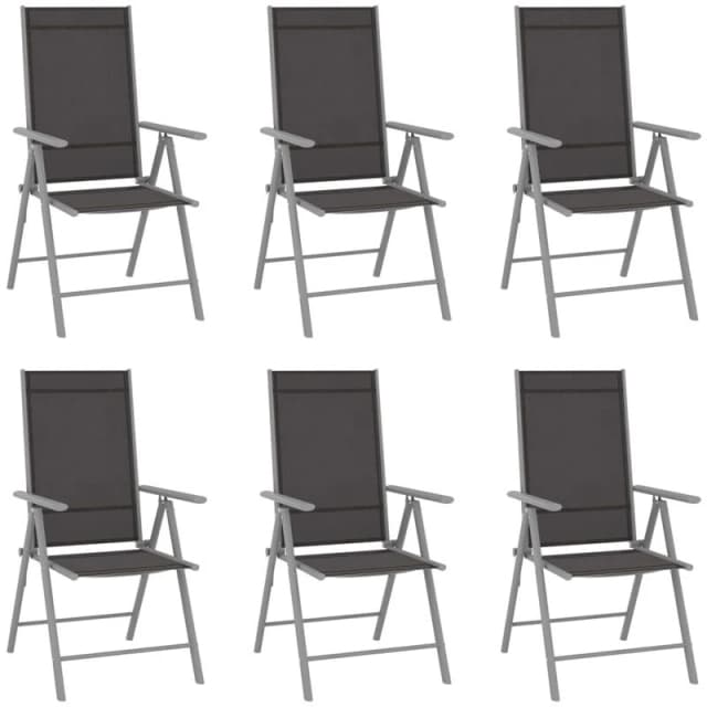 VIDAXL Folding Garden Chairs 6 pcs Textilene Black vidaXL 8720286108307