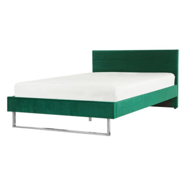 Beliani Bed Velvet Bellou 140 X 200 Cm (Eu Double) Green