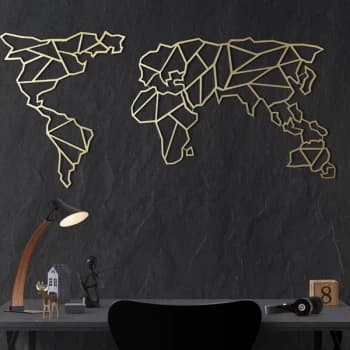 World Map XL - Gold Gold Decorative Metal Wall Accessory