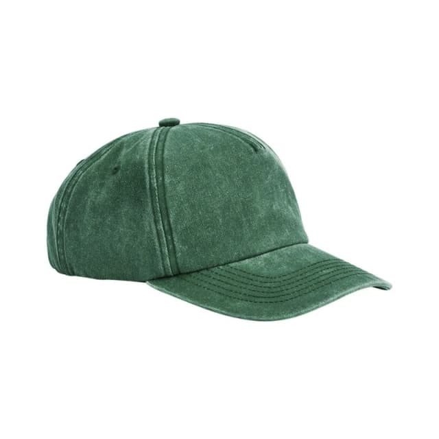 Beechfield Mens Vintage Washed 5 Panel Relaxed Fit Baseball Cap in Bottle Green Bottle Green Male One Size