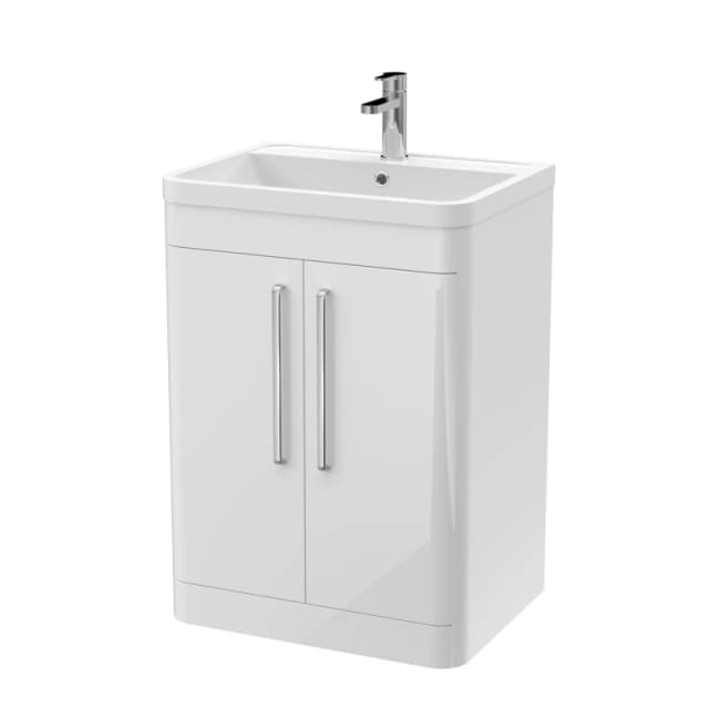 Balterley Floor Standing 2 Door Vanity Unit Polymarble White Basin 600mm White