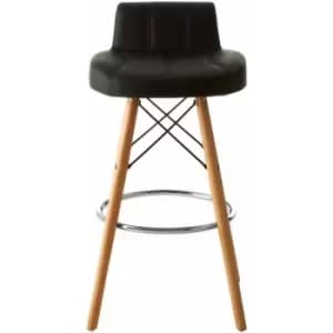 Stockholm Black Leather Effect Bar Stool - Premier Housewares