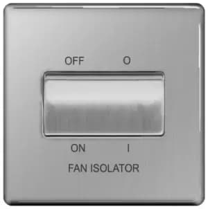 BG Nexus Flatplate Screwless Brushed Steel 10AX 1 Gang, 3-Pole Fan Isolator Switch - FBS15