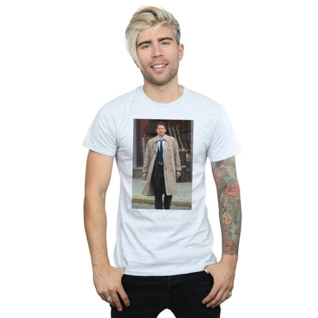Supernatural Supernatural Men Castiel Photograph T-Shirt in Grey Size: Small Grey S Male 5057972552100