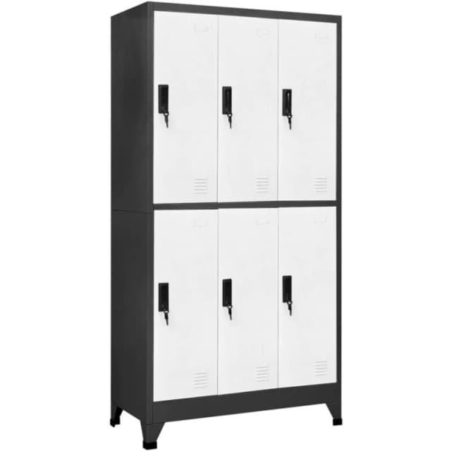 VIDAXL Locker Cabinet Anthracite and White 90x45x180cm Steel Vidaxl 8720286701065