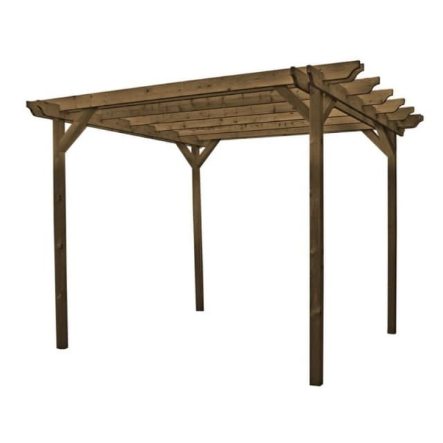 Rutland County Garden Furniture Double Garden Pergola - Wood - L180 X W180 X H270 Cm - Rustic Brown