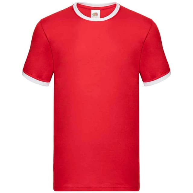 Fruit Of The Loom Fruit of the Loom Men Ringer Contrast T-Shirt in Red Size: Small Red S Male 5063470810086