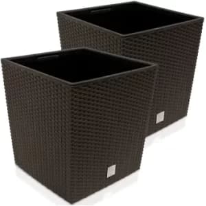 Planter Rato Low 2Pcs Brown 32x32x33cm