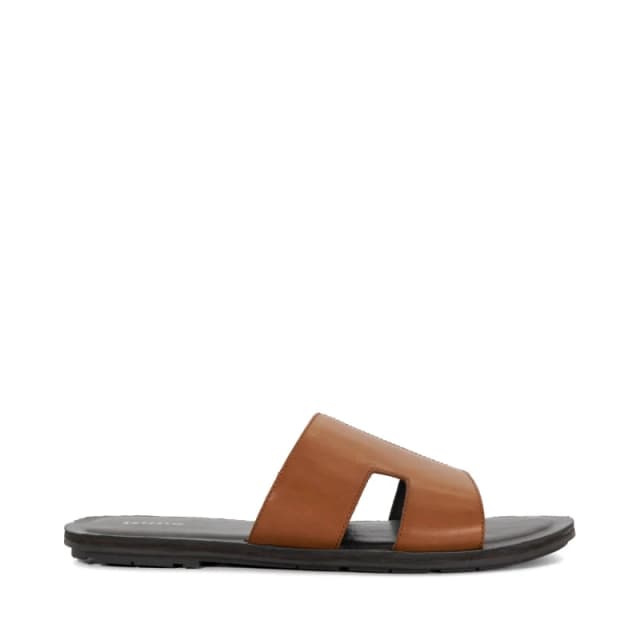 Dune London Mens Ibes Leather Flat Sandals Tan male 7 (41)