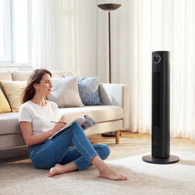 HOMCOM 28dB Tower Fan for Bedroom, 26 ft/s Velocity Standing Fan in Black Unisex