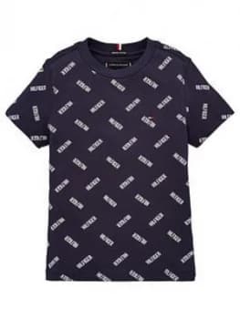 Tommy Hilfiger Boys Short Sleeve All Over Print T-Shirt - Navy