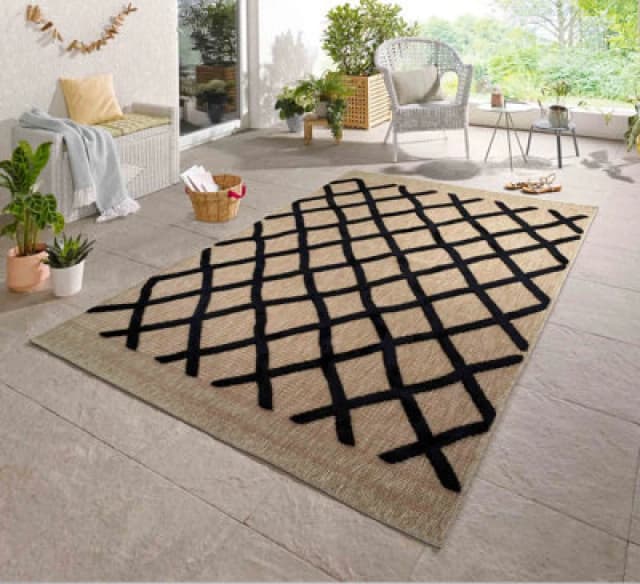 Harper Aztec Pattern Water Resistant Indoor Area Rugs Black 50X80 Cm
