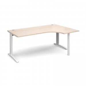 TR10 Right Hand Ergonomic Desk 1800mm - White Frame maple Top