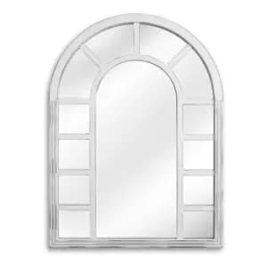 Hannah Modern Wooden 13 Pane Arched Window Mirror 95 x 65cm - WHITE