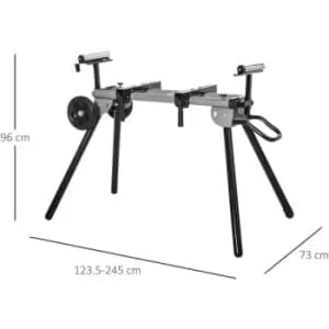 DURHAND Stand for Miter Saw with Extensions Foldable Wheels Grey Black