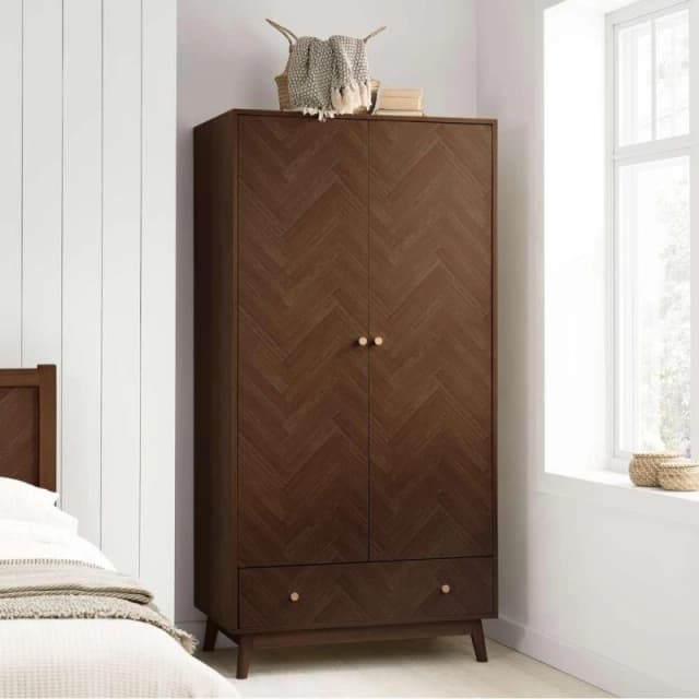 Birlea Herringford Walnut 2 Door 1 Drawer Wardrobe