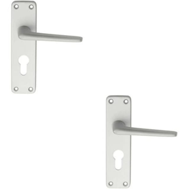 Loops 2x PAIR Straight Tapered Lever on Euro Lock Backplate 152 x 41mm Satin Aluminium Multi