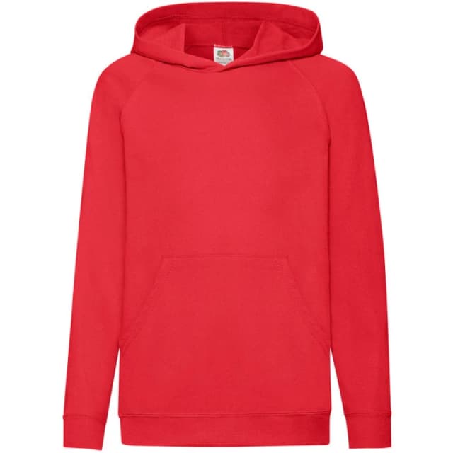 Fruit of the Loom Lightweight Hooded Sweatshirt Hoodie in Red Size: 12-13 Years Red Unisex 12-13 Years