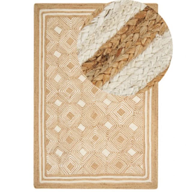 Beliani Rug Mengen Beige 200 X 300 Cm Jute