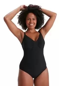 Speedo Watergem Shaping Swimsuit, Black, Size 34, Women