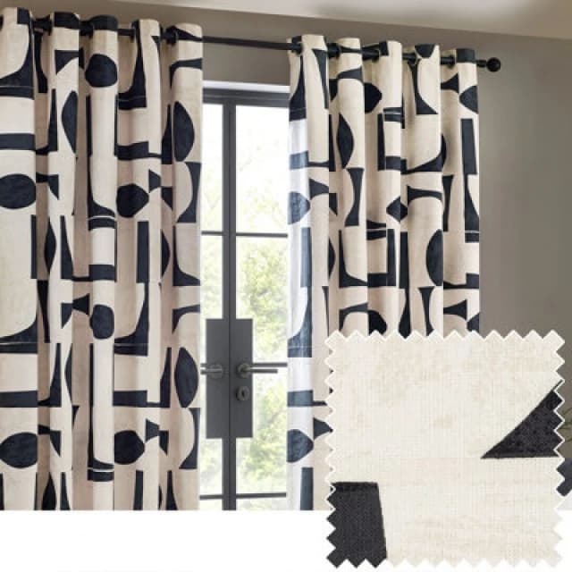 Hoem Carro Abstract Eyelet Curtains In Dusk 168 X 183Cm 5.02553E+12