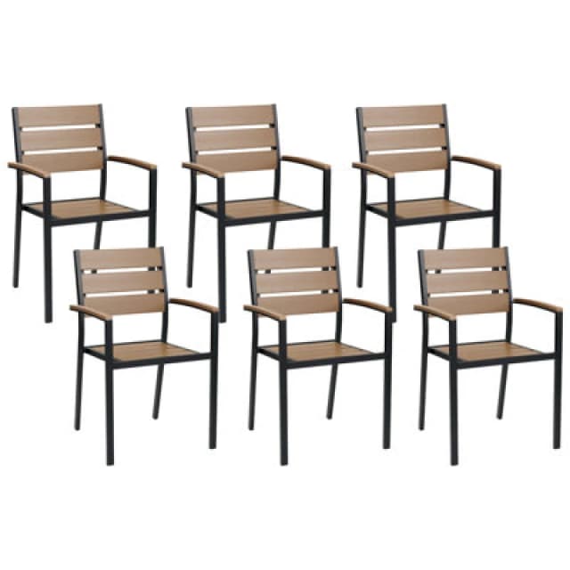 Beliani Set Of 6 Garden Chairs Vernio Brown/ Black