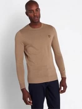 Lyle & Scott Lyle & Scott Crew Neck Cotton Merino Jumper, Sand Size M Men