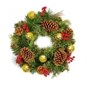Premier Christmas Dressed Wreath (40cm) (Gold)