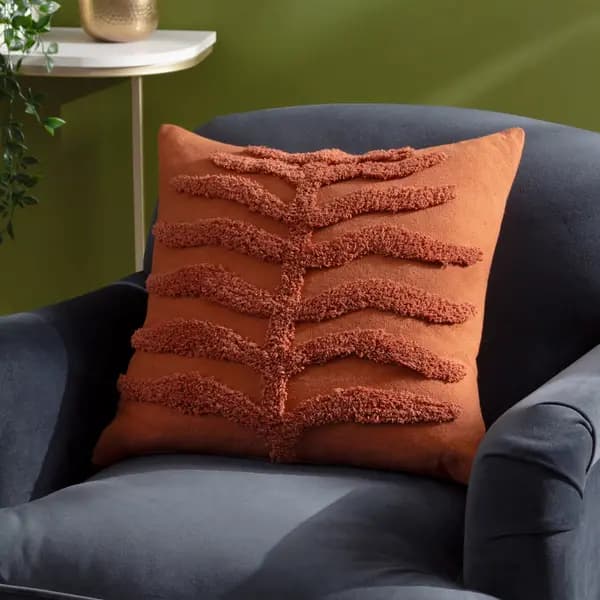 Dakota Tufted Cushion Rust, Rust / 45 x 45cm / Polyester Filled