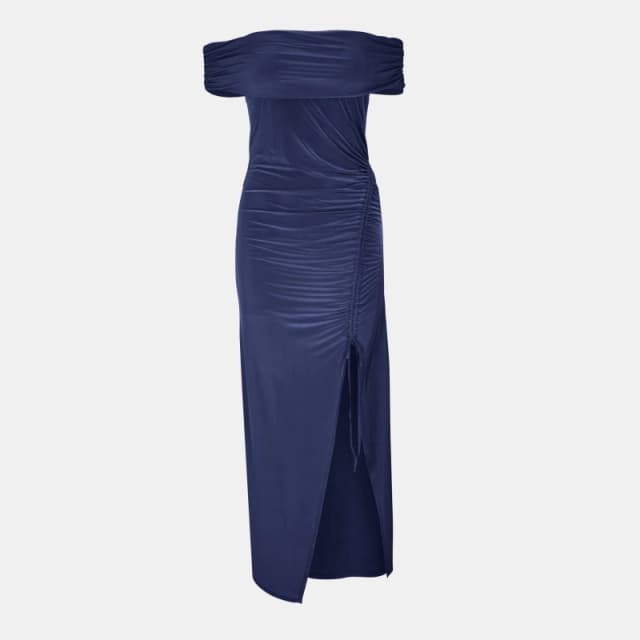 Biba Womens Bardot Maxi Slinky Dress Navy female 8 (XS)