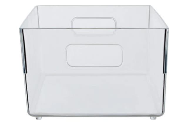 Orsina Sturdy Build Large Clear Plastic Fridge Bin With Handles, Integrated Handle Narrow Storage Boxes For Fridge