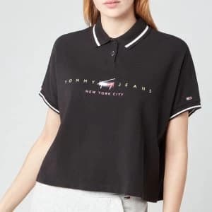 Tommy Jeans Womens TJW Bxy Crop Modern Logo Polo - Black - XS