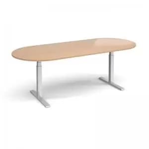 Elev8 Touch radial end boardroom table 2400mm x 1000mm - silver frame