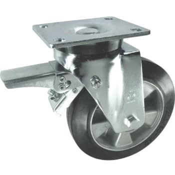 Braked Swivel Plate 100MM Rubber Tyre - Atlas Workholders