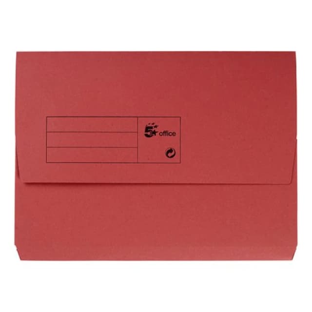 5 Star office 5 Star Office Document Wallet Half Flap 285gsm Recycled Capacity 32mm A4 Red (Pack of 50) 913861