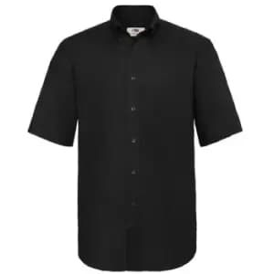 Fruit Of The Loom Mens Short Sleeve Oxford Shirt (M) (Black)
