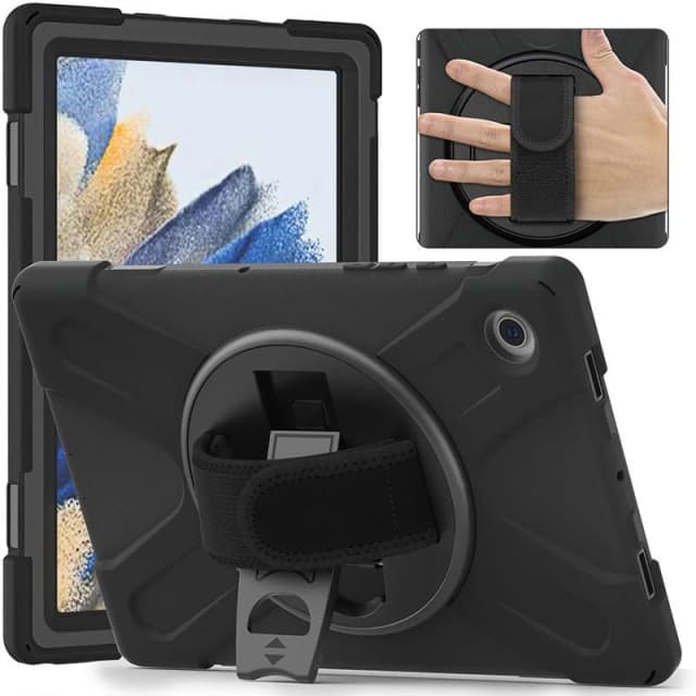 eSTUFF AUSTIN Defender Case with Hand Strap for Samsung Galaxy Tab A8 10.5 - Black