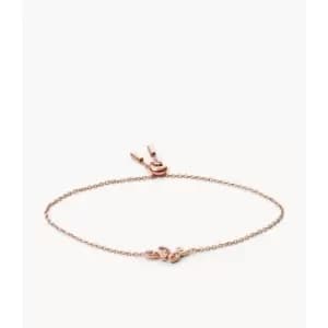Fossil Womens Georgia Pink Blooms Vintage Rose Stainless Steel Chain Bracelet - Rose Gold