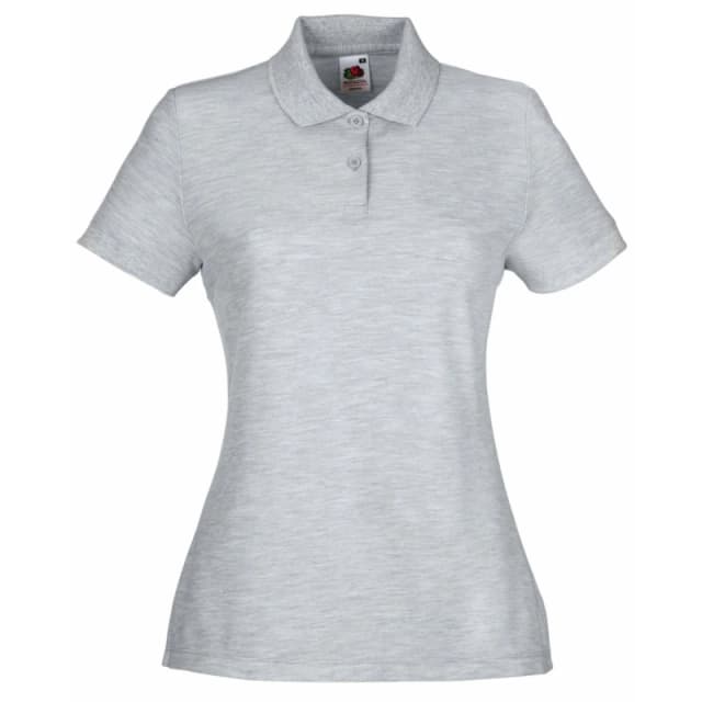 Fruit of the Loom Womens Lady Fit Short-Sleeved Polo Shirt in Grey Size: XS Grey Female XS