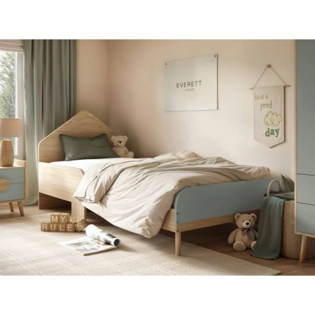 Flair Noah Single Bed Oak in Green Green Unisex Single