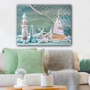 1109602319_70100 Multicolor Decorative Canvas Painting Coastal Teal