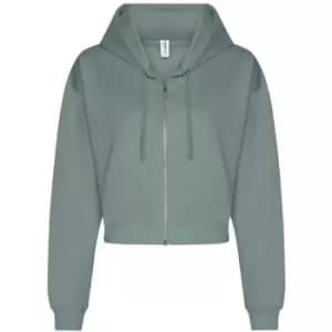Awdis Womens/Ladies Cropped Hoodie (XL) (Dusty Green)