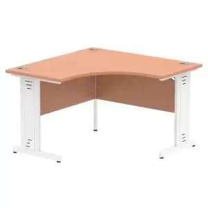 Impulse 1200 Corner Desk White Cable Managed Leg Desk Beech