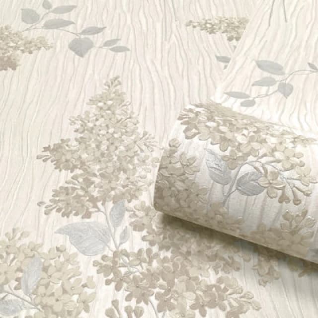 Belgravia Tiffany Fiore Heavyweight Textured Vinyl Floral Wallpaper Natural 41311